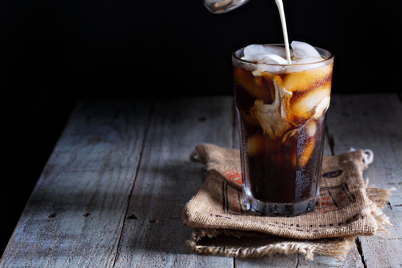 Iced coffee in a tall glass Ice coffee